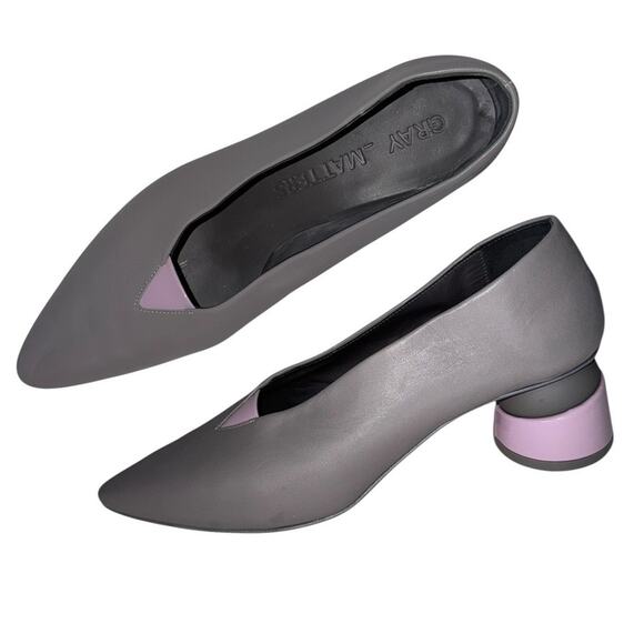 Grey Matters Heel Grey Leather Heels Light Purple Accents on Heels Front Size 39 - Picture 6 of 14